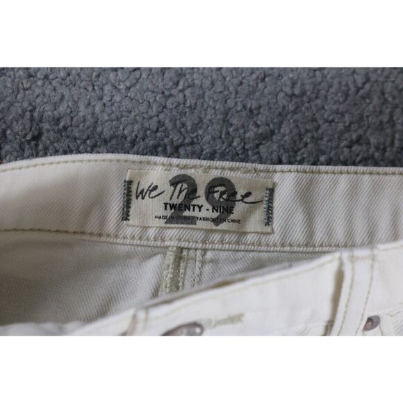 New Free People We The Free Denim Mini Skirt Deco White Woman 29 Zip Up Short - Picture 7 of 10